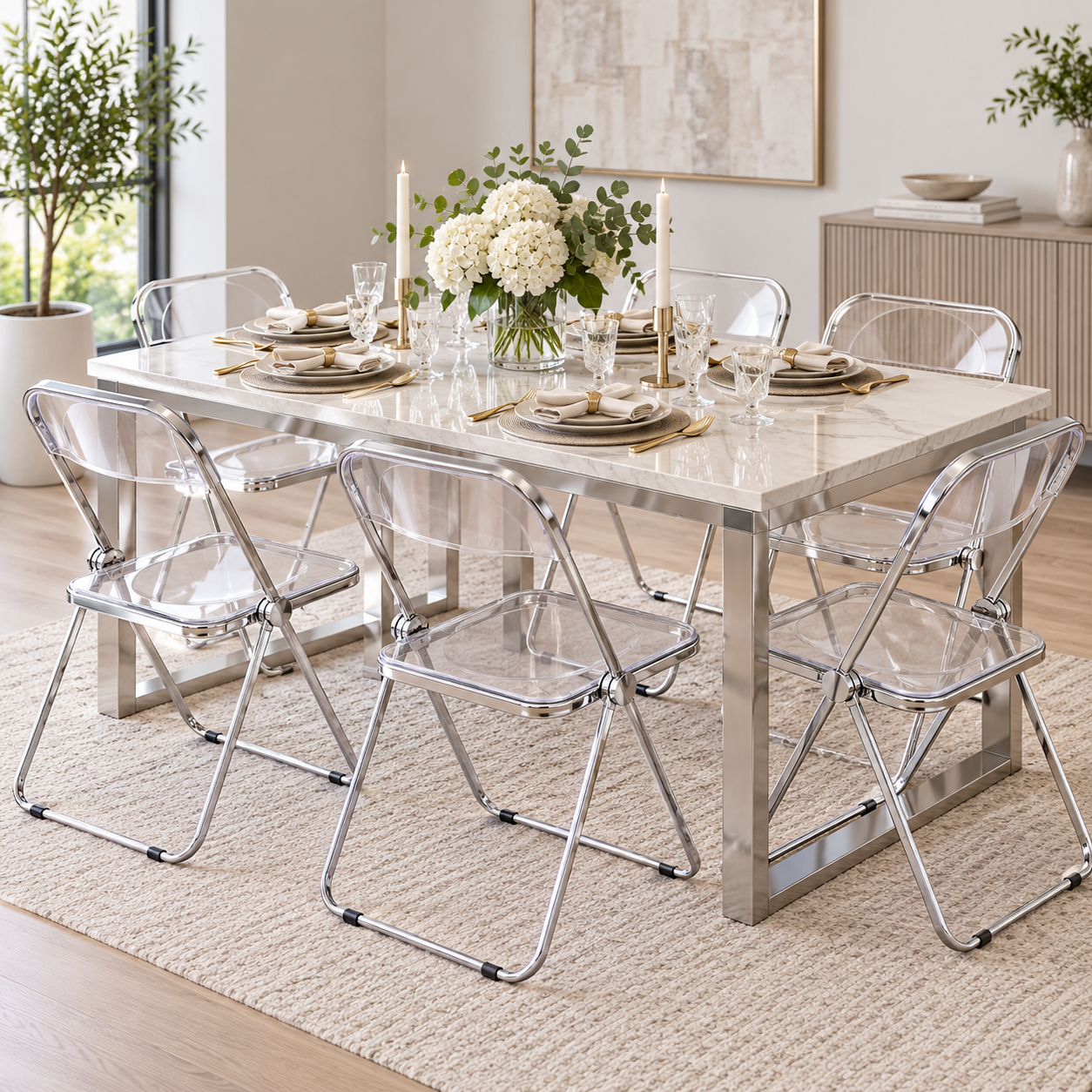 # 1 Clear Folding Chair - Silver