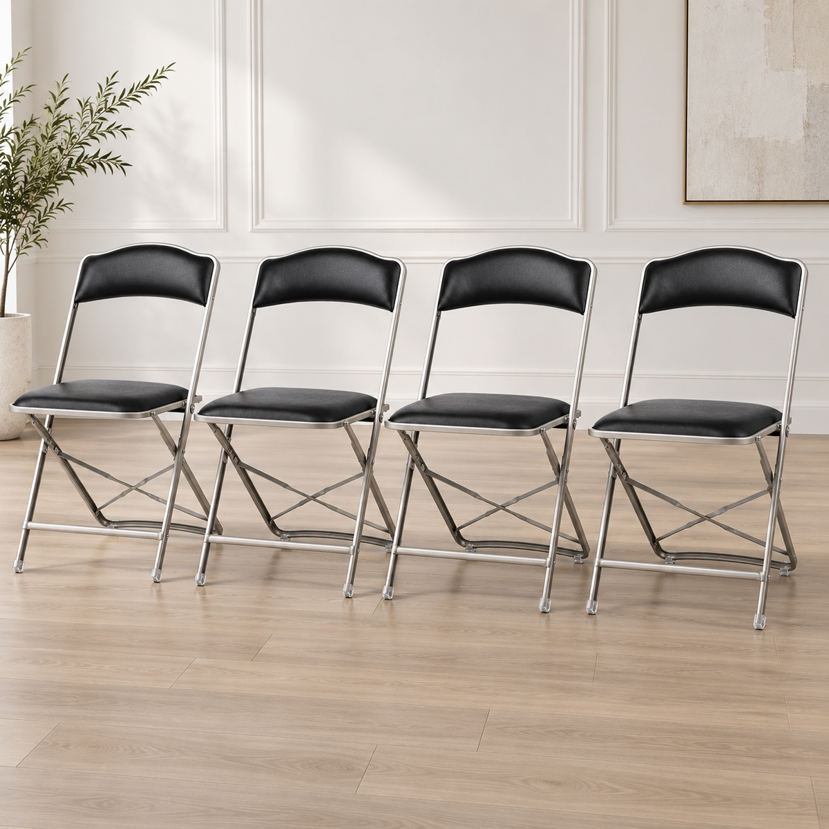 # 24 Silver & Black Folding Chair