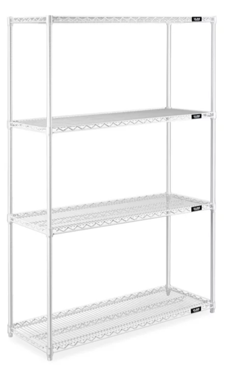 4 Tier Wired Shelving - White