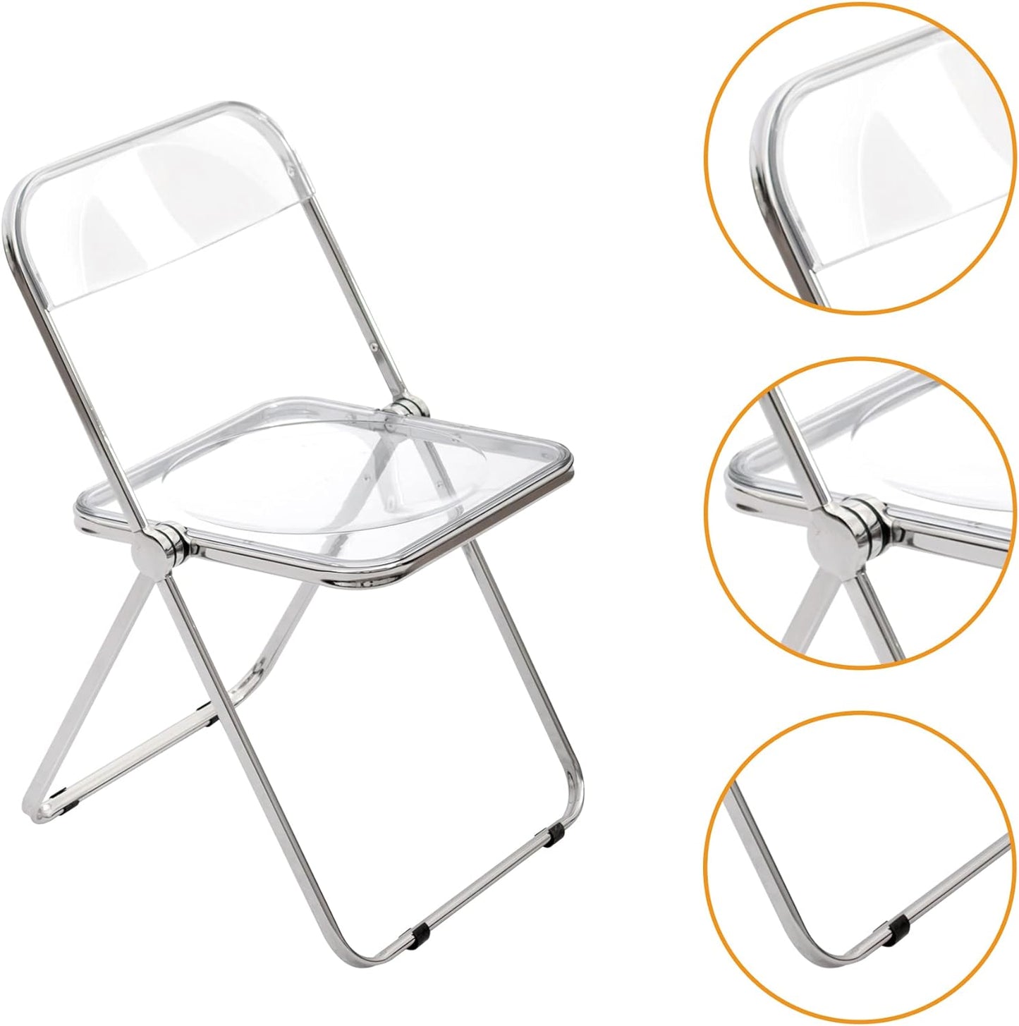 # 1 Clear Folding Chair - Silver