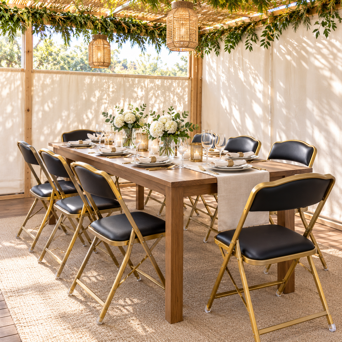 # 25 Gold & Black Folding Chair