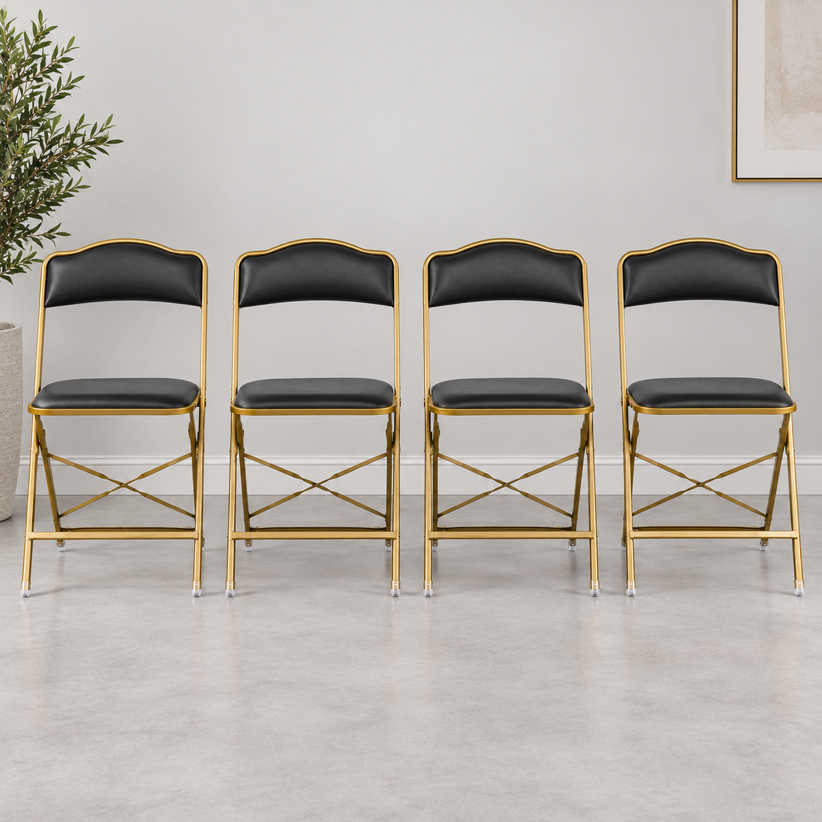 # 25 Gold & Black Folding Chair