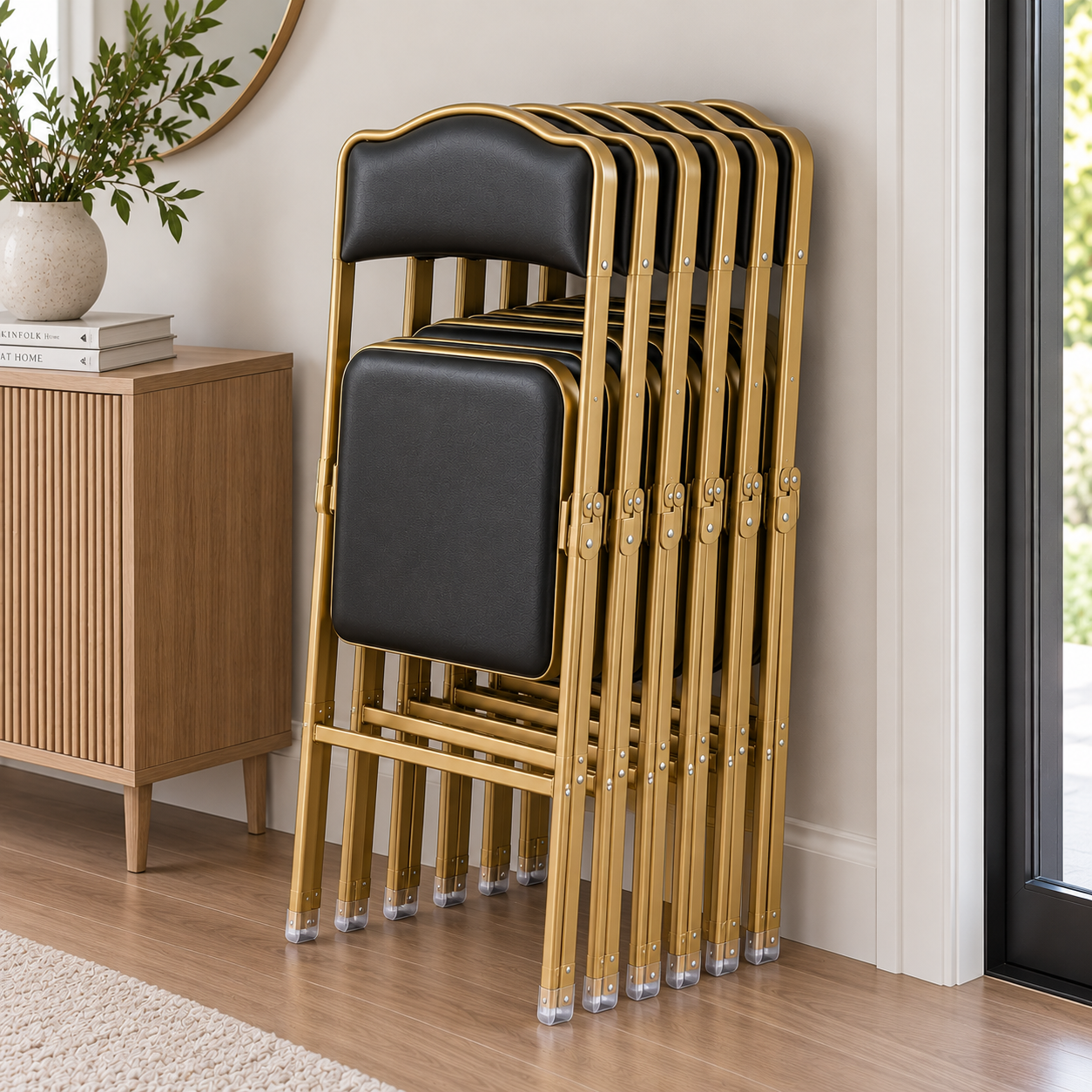 # 25 Gold & Black Folding Chair