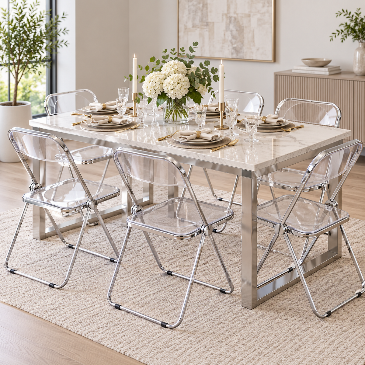 # 1 Clear Folding Chair - Silver