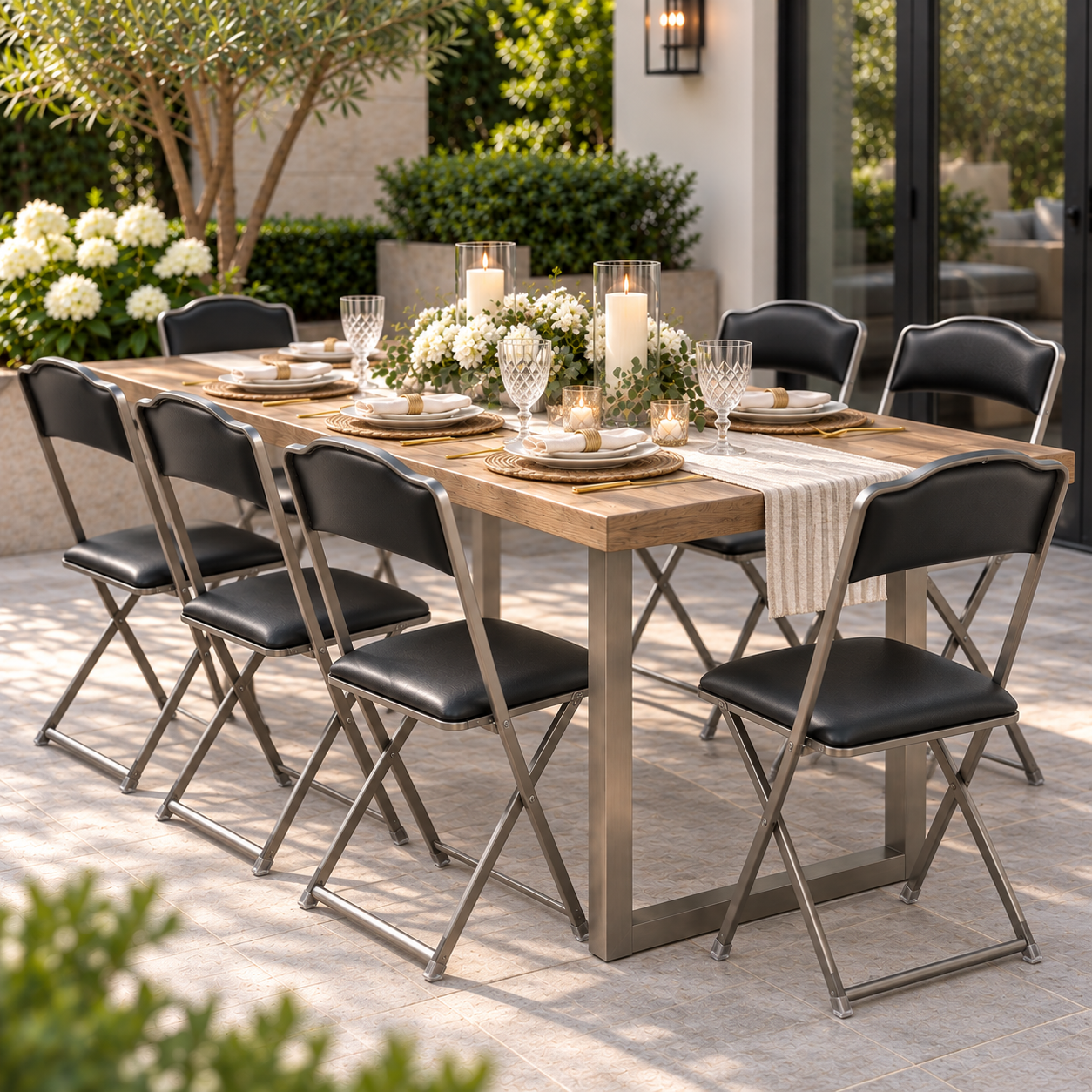 # 24 Silver & Black Folding Chair