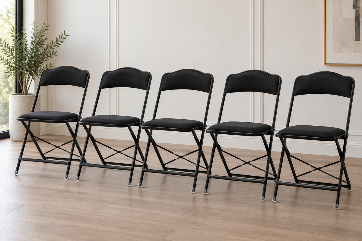 # 16 Black & Black Velvet Folding Chair