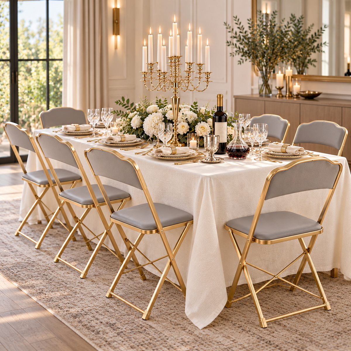 # 21 Gold & Grey Folding Chair