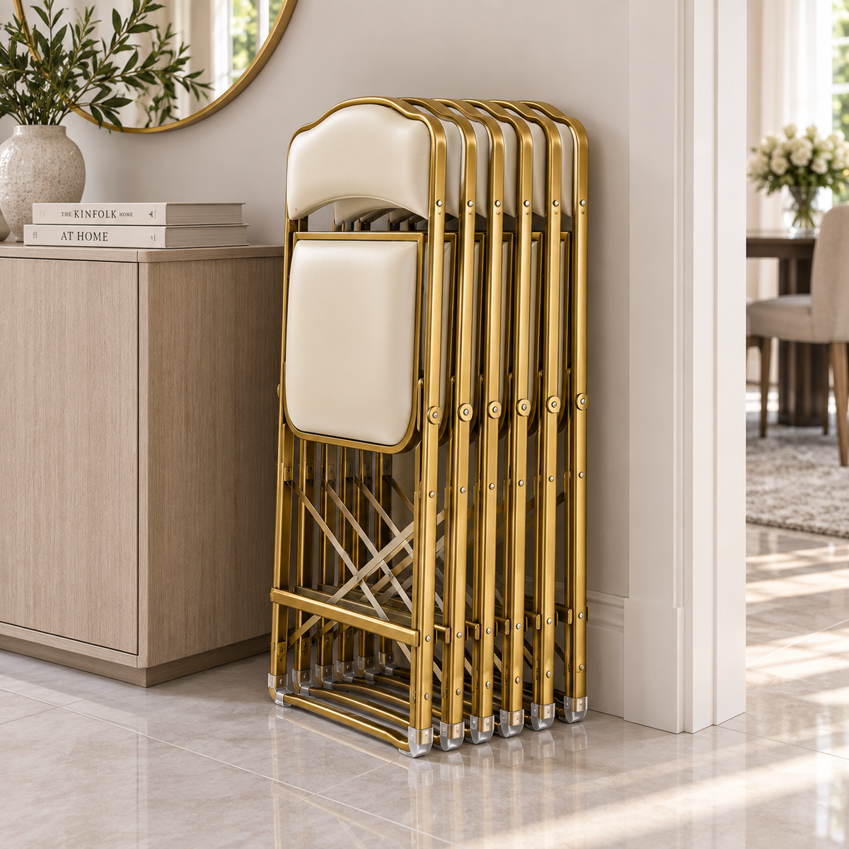 # 11 Gold & Cream Folding Chair